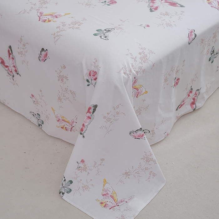 91家纺网 家纺一手货源 找家纺 优家居工厂店 2026新款13360纯棉床单单件印花全棉加厚大学生宿舍三件套 翩蝶