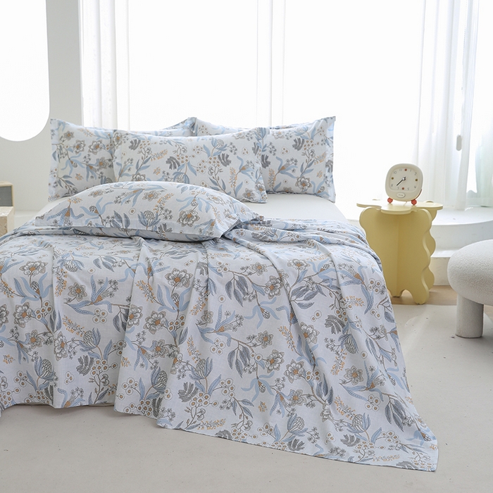 91家纺网 家纺一手货源 找家纺 优家居工厂店 2026新款13360纯棉床单单件印花全棉加厚大学生宿舍三件套 普洛斯