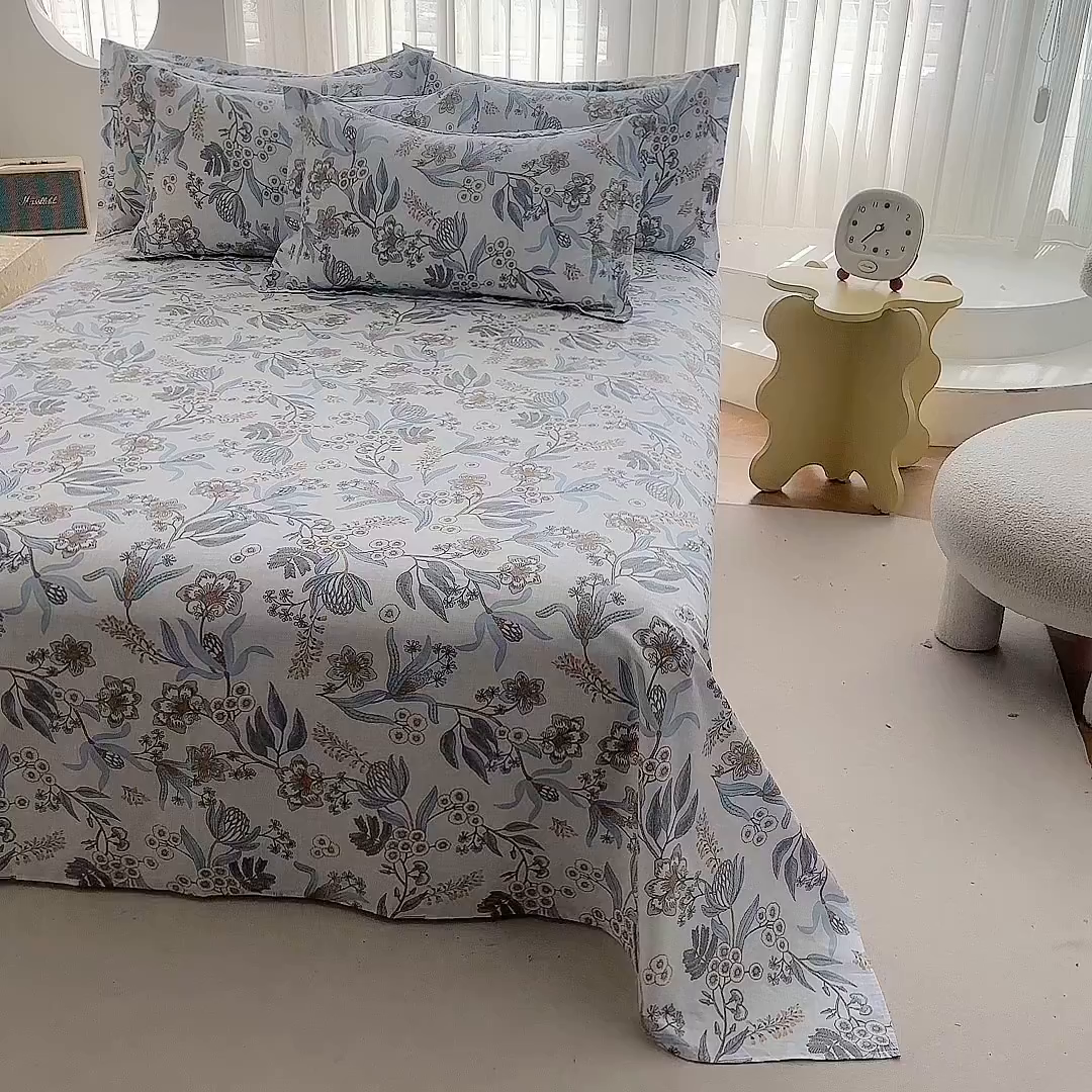 91家纺网 家纺一手货源 找家纺 优家居工厂店 2026新款13360纯棉床单单件印花全棉加厚大学生宿舍三件套 普洛斯