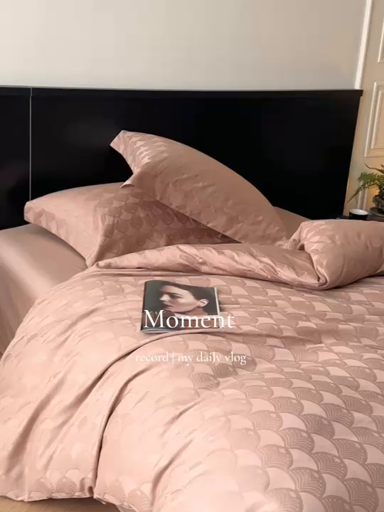 91家纺网 家纺一手货源 找家纺 涵美人家纺 2025新款长绒棉真50双股高支全棉提花四件套纯棉 叶繁039