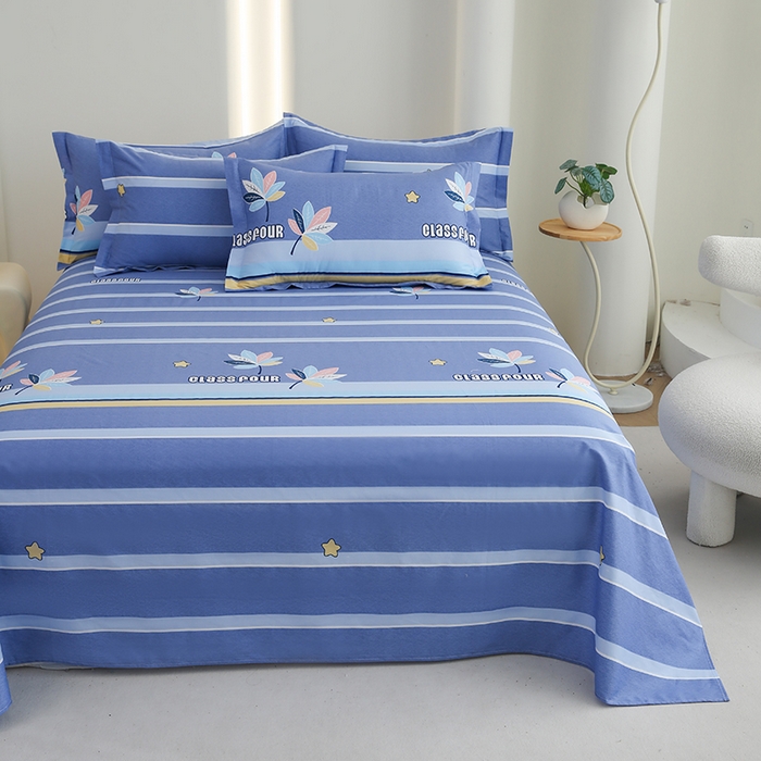 91家纺网 家纺一手货源 找家纺 优家居工厂店 2026新款13360纯棉床单单件印花全棉加厚大学生宿舍三件套 清风徐徐