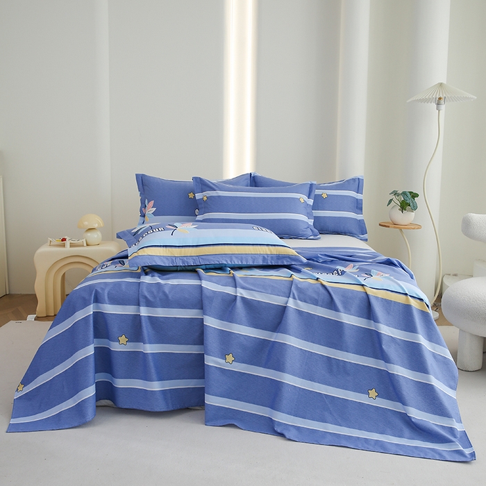 91家纺网 家纺一手货源 找家纺 优家居工厂店 2026新款13360纯棉床单单件印花全棉加厚大学生宿舍三件套 清风徐徐