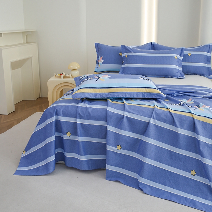 91家纺网 家纺一手货源 找家纺 优家居工厂店 2026新款13360纯棉床单单件印花全棉加厚大学生宿舍三件套 清风徐徐