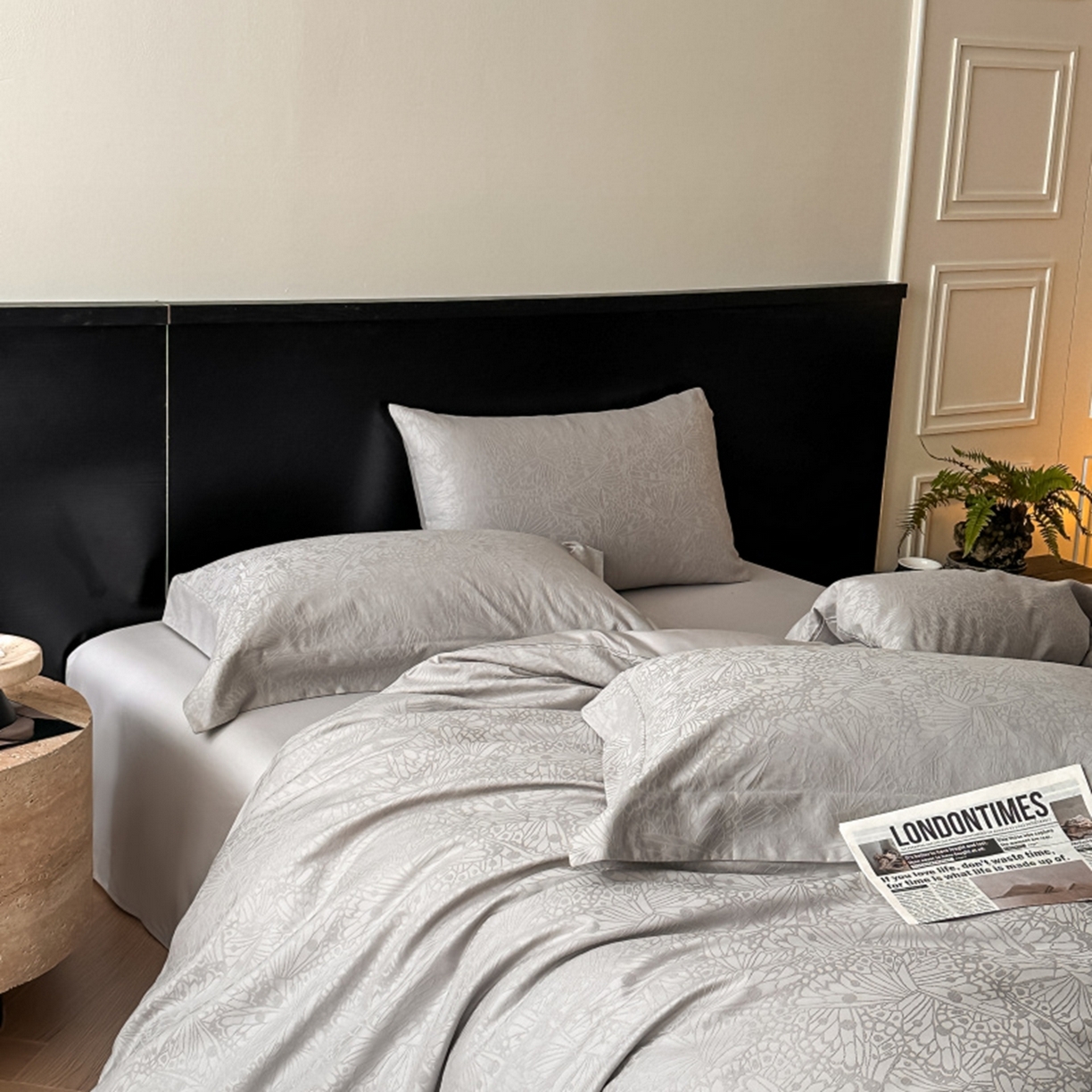 91家纺网 家纺一手货源 找家纺 涵美人家纺 2025新款长绒棉真50双股高支全棉提花四件套纯棉 雨洛026