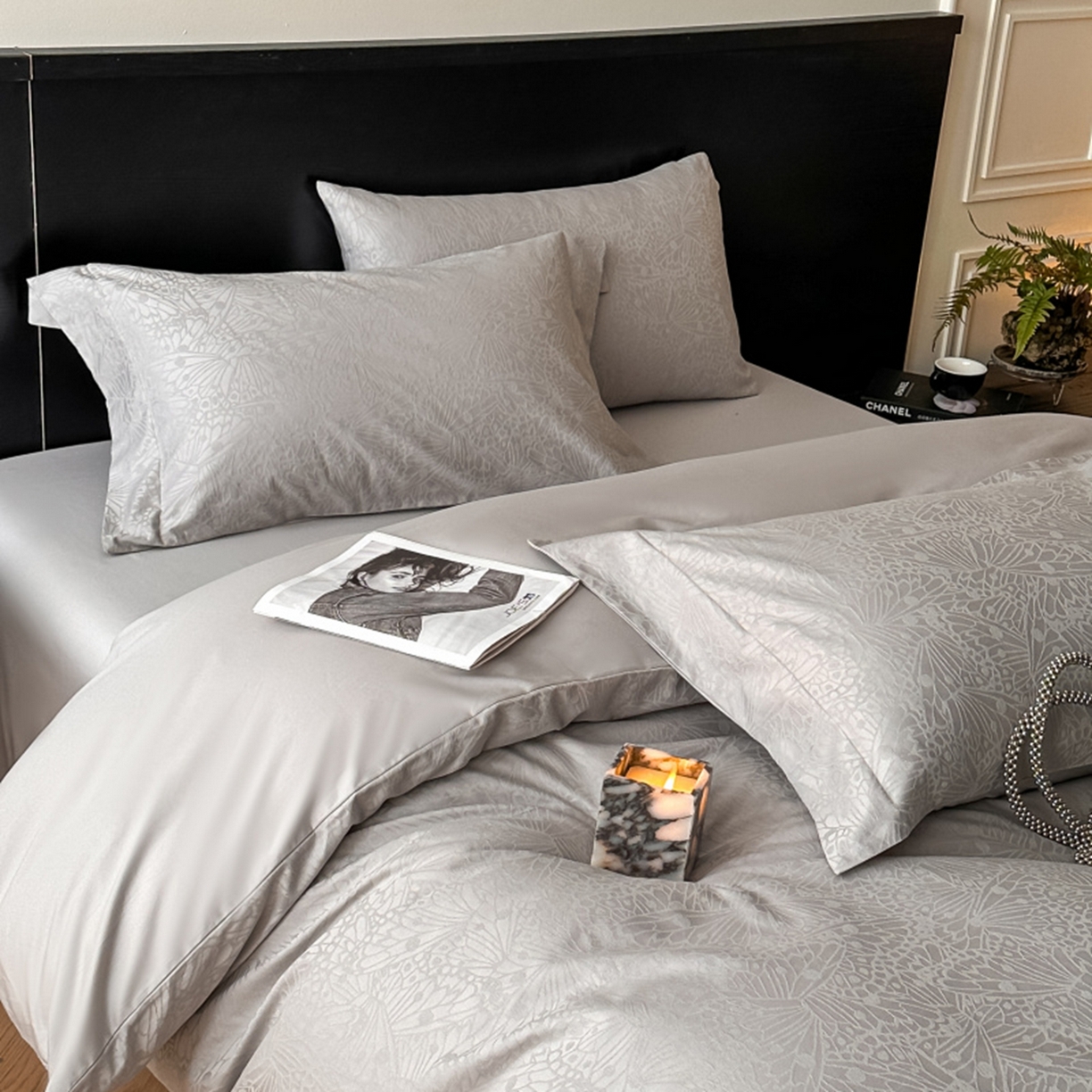 91家纺网 家纺一手货源 找家纺 涵美人家纺 2025新款长绒棉真50双股高支全棉提花四件套纯棉 雨洛026