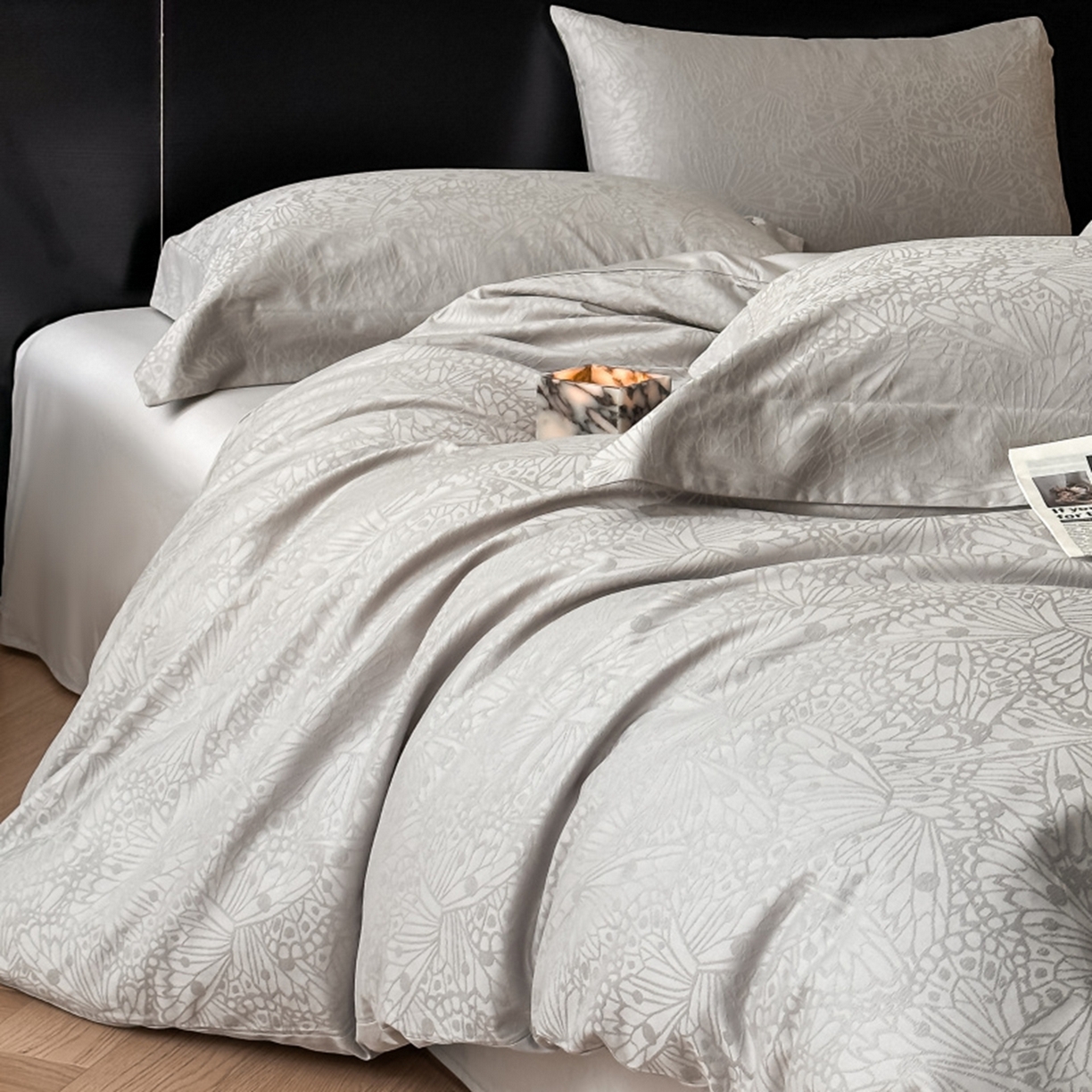 91家纺网 家纺一手货源 找家纺 涵美人家纺 2025新款长绒棉真50双股高支全棉提花四件套纯棉 雨洛026