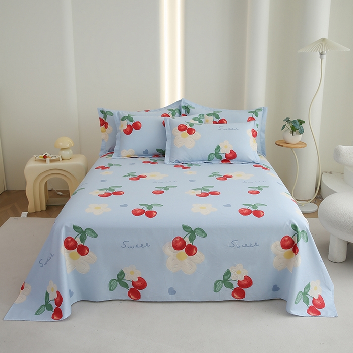 优家居工厂店 2026新款13360纯棉床单单件印花全棉加厚大学生宿舍三件套 如梦花季