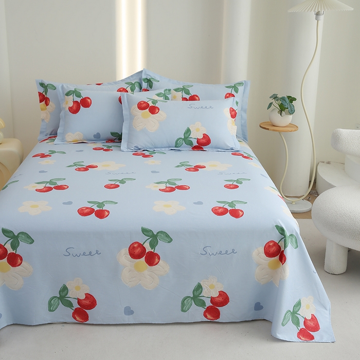 91家纺网 家纺一手货源 找家纺 优家居工厂店 2026新款13360纯棉床单单件印花全棉加厚大学生宿舍三件套 如梦花季