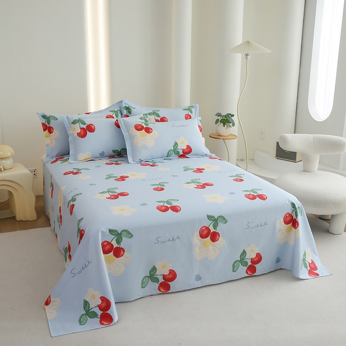 91家纺网 家纺一手货源 找家纺 优家居工厂店 2026新款13360纯棉床单单件印花全棉加厚大学生宿舍三件套 如梦花季