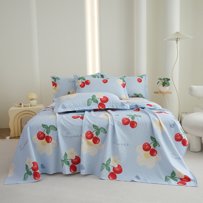 91家纺网 家纺一手货源 找家纺 优家居工厂店 2026新款13360纯棉床单单件印花全棉加厚大学生宿舍三件套 如梦花季