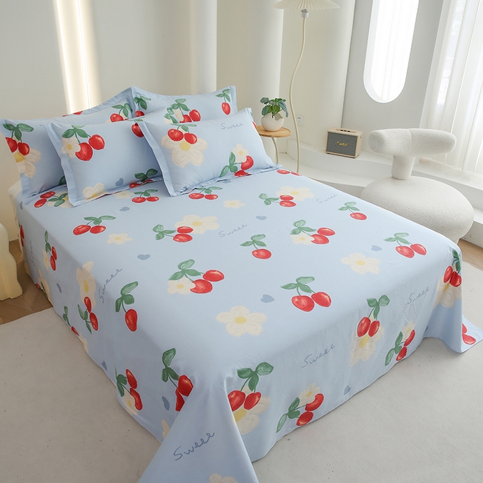 91家纺网 家纺一手货源 找家纺 优家居工厂店 2026新款13360纯棉床单单件印花全棉加厚大学生宿舍三件套 如梦花季