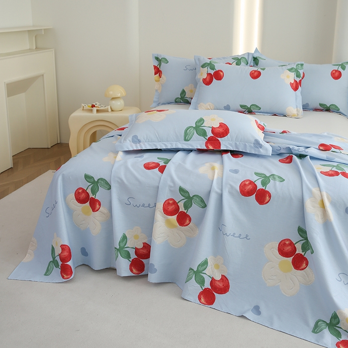 91家纺网 家纺一手货源 找家纺 优家居工厂店 2026新款13360纯棉床单单件印花全棉加厚大学生宿舍三件套 如梦花季