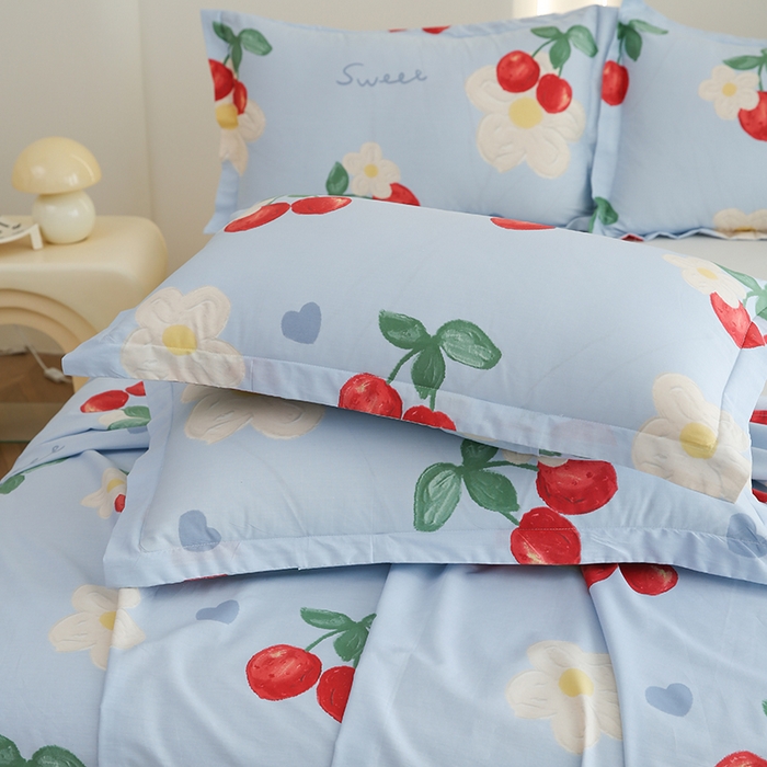 91家纺网 家纺一手货源 找家纺 优家居工厂店 2026新款13360纯棉床单单件印花全棉加厚大学生宿舍三件套 如梦花季