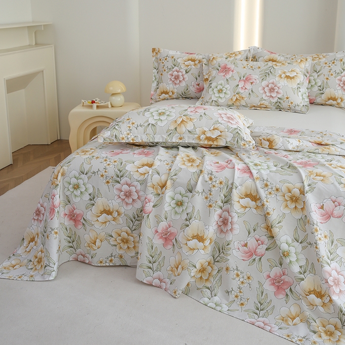 91家纺网 家纺一手货源 找家纺 优家居工厂店 2026新款13360纯棉床单单件印花全棉加厚大学生宿舍三件套 塞纳河畔