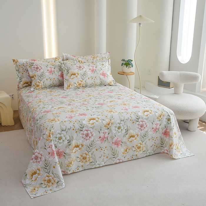 91家纺网 家纺一手货源 找家纺 优家居工厂店 2026新款13360纯棉床单单件印花全棉加厚大学生宿舍三件套 塞纳河畔