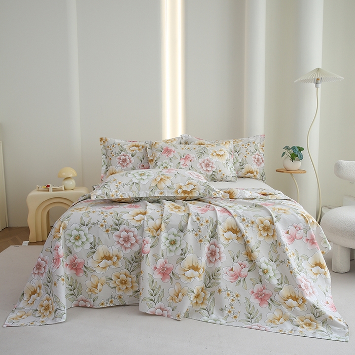 91家纺网 家纺一手货源 找家纺 优家居工厂店 2026新款13360纯棉床单单件印花全棉加厚大学生宿舍三件套 塞纳河畔