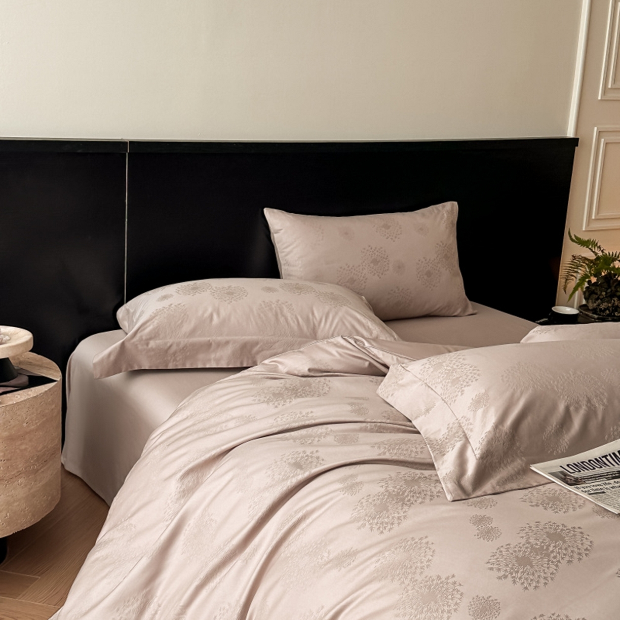 91家纺网 家纺一手货源 找家纺 涵美人家纺 2025新款长绒棉真50双股高支全棉提花四件套纯棉 仲夏印象119