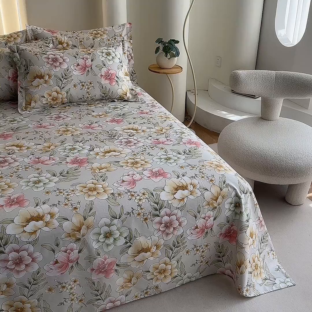 91家纺网 家纺一手货源 找家纺 优家居工厂店 2026新款13360纯棉床单单件印花全棉加厚大学生宿舍三件套 塞纳河畔