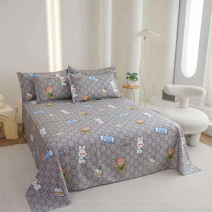 91家纺网 家纺一手货源 找家纺 优家居工厂店 2026新款13360纯棉床单单件印花全棉加厚大学生宿舍三件套 尚酷派对