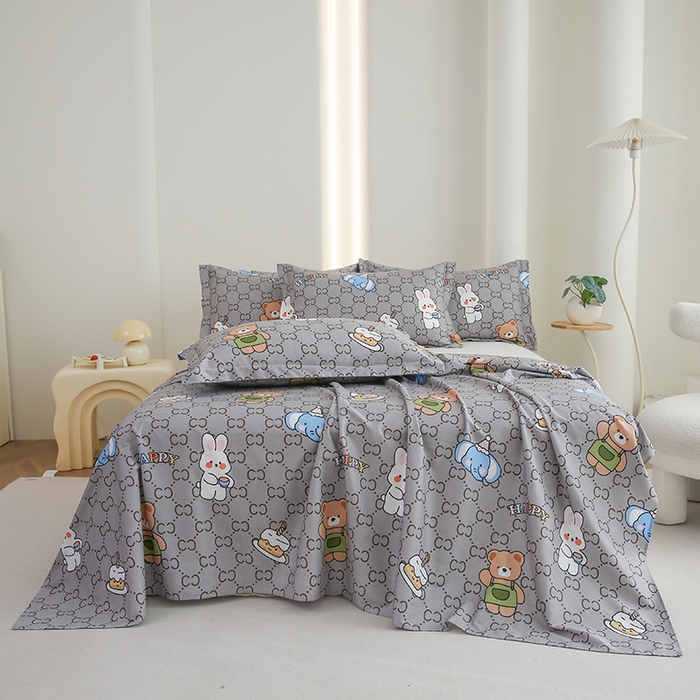 91家纺网 家纺一手货源 找家纺 优家居工厂店 2026新款13360纯棉床单单件印花全棉加厚大学生宿舍三件套 尚酷派对