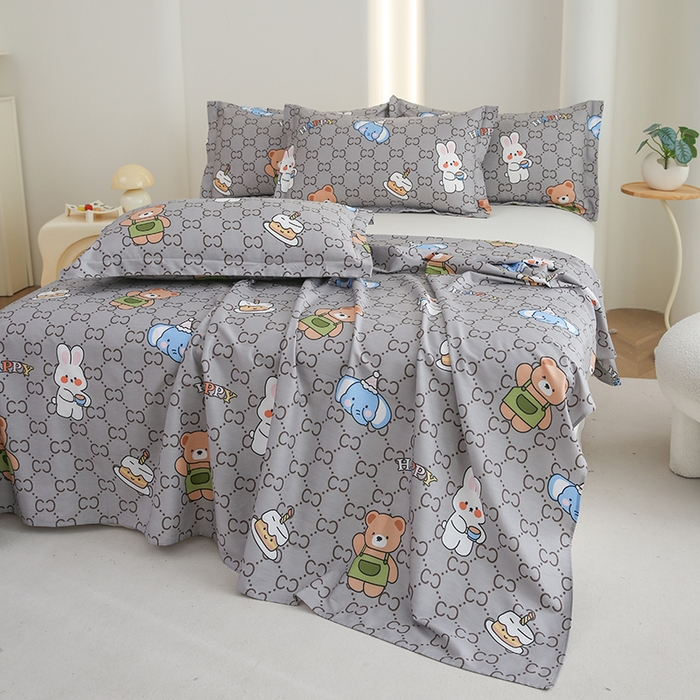 91家纺网 家纺一手货源 找家纺 优家居工厂店 2026新款13360纯棉床单单件印花全棉加厚大学生宿舍三件套 尚酷派对