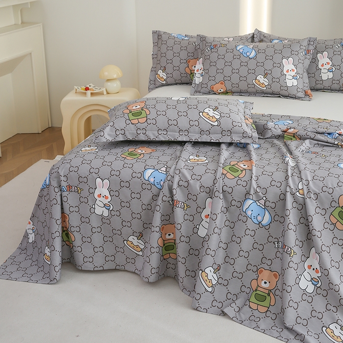 91家纺网 家纺一手货源 找家纺 优家居工厂店 2026新款13360纯棉床单单件印花全棉加厚大学生宿舍三件套 尚酷派对