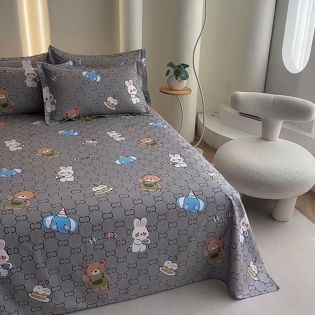 91家纺网 家纺一手货源 找家纺 优家居工厂店 2026新款13360纯棉床单单件印花全棉加厚大学生宿舍三件套 尚酷派对