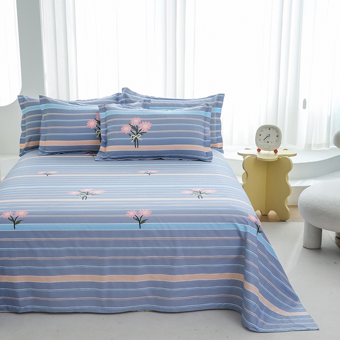 91家纺网 家纺一手货源 找家纺 优家居工厂店 2026新款13360纯棉床单单件印花全棉加厚大学生宿舍三件套 岁月花恋-灰