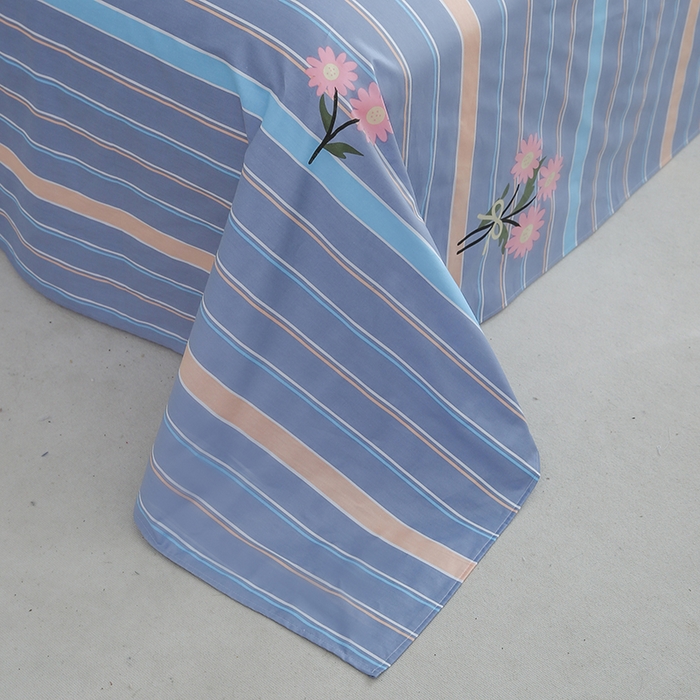 91家纺网 家纺一手货源 找家纺 优家居工厂店 2026新款13360纯棉床单单件印花全棉加厚大学生宿舍三件套 岁月花恋-灰