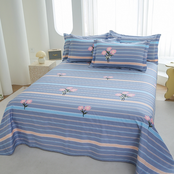 91家纺网 家纺一手货源 找家纺 优家居工厂店 2026新款13360纯棉床单单件印花全棉加厚大学生宿舍三件套 岁月花恋-灰