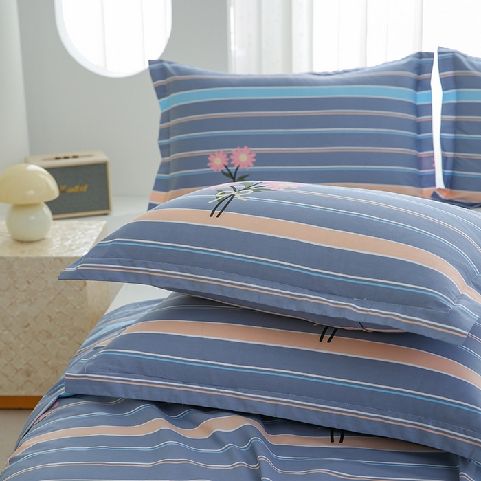 91家纺网 家纺一手货源 找家纺 优家居工厂店 2026新款13360纯棉床单单件印花全棉加厚大学生宿舍三件套 岁月花恋-灰