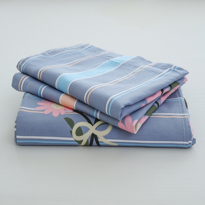 91家纺网 家纺一手货源 找家纺 优家居工厂店 2026新款13360纯棉床单单件印花全棉加厚大学生宿舍三件套 岁月花恋-灰