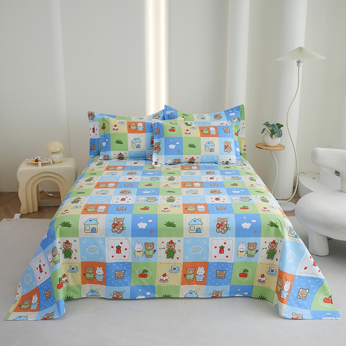 优家居工厂店 2026新款13360纯棉床单单件印花全棉加厚大学生宿舍三件套 甜甜日子