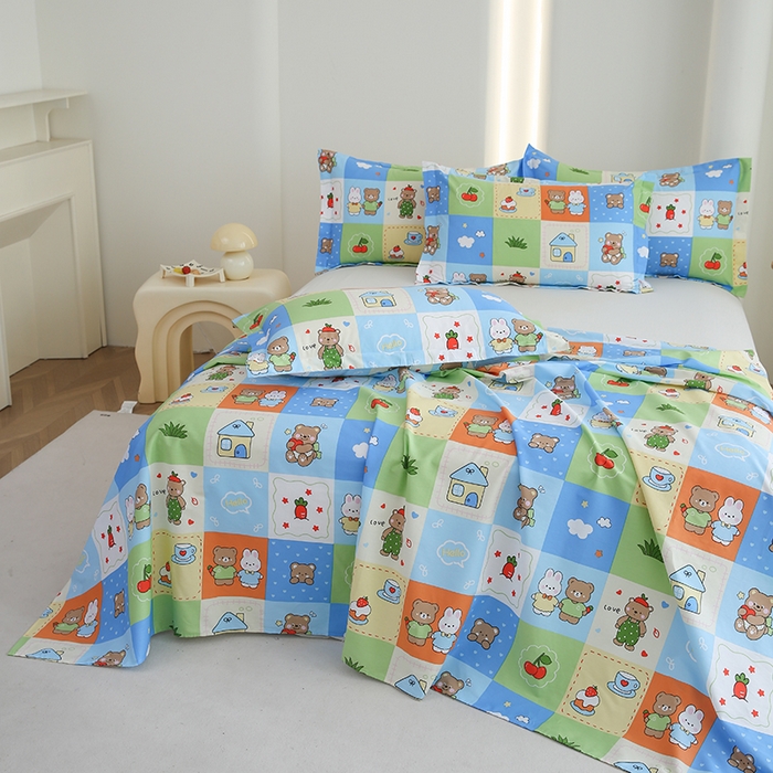 91家纺网 家纺一手货源 找家纺 优家居工厂店 2026新款13360纯棉床单单件印花全棉加厚大学生宿舍三件套 甜甜日子