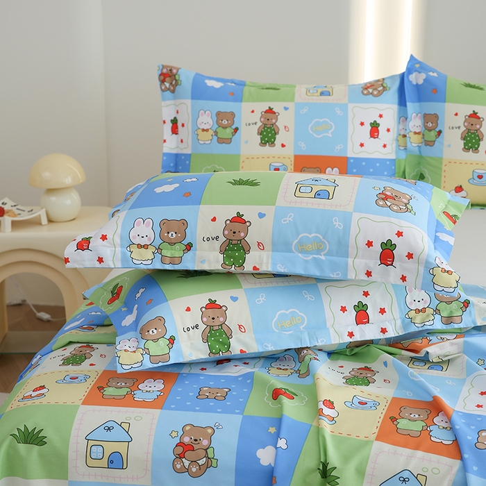 91家纺网 家纺一手货源 找家纺 优家居工厂店 2026新款13360纯棉床单单件印花全棉加厚大学生宿舍三件套 甜甜日子