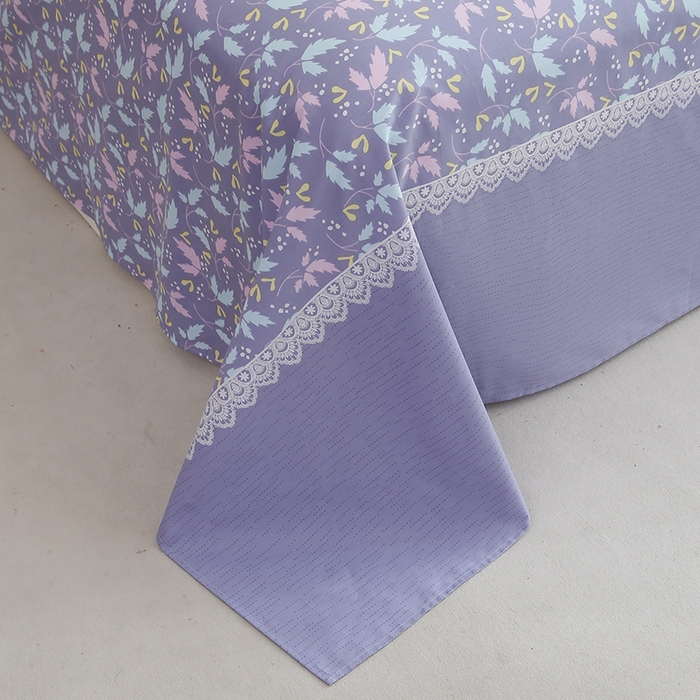 91家纺网 家纺一手货源 找家纺 优家居工厂店 2026新款13360纯棉床单单件印花全棉加厚大学生宿舍三件套 小叶雨-兰