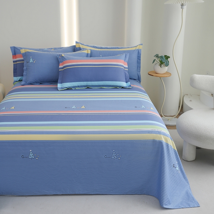 91家纺网 家纺一手货源 找家纺 优家居工厂店 2026新款13360纯棉床单单件印花全棉加厚大学生宿舍三件套 幸运树