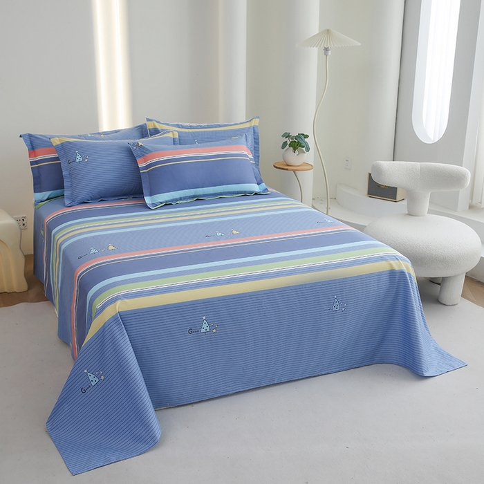 91家纺网 家纺一手货源 找家纺 优家居工厂店 2026新款13360纯棉床单单件印花全棉加厚大学生宿舍三件套 幸运树