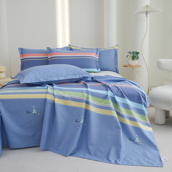 91家纺网 家纺一手货源 找家纺 优家居工厂店 2026新款13360纯棉床单单件印花全棉加厚大学生宿舍三件套 幸运树