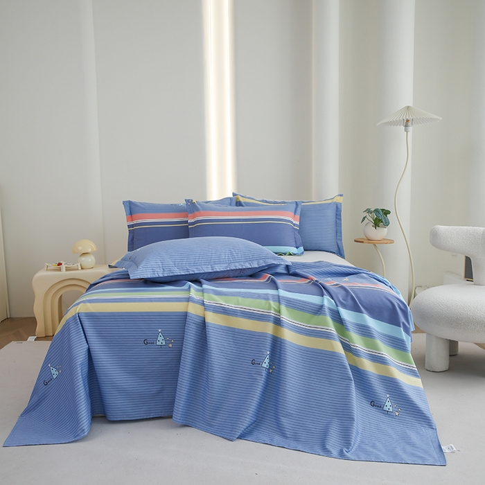 91家纺网 家纺一手货源 找家纺 优家居工厂店 2026新款13360纯棉床单单件印花全棉加厚大学生宿舍三件套 幸运树