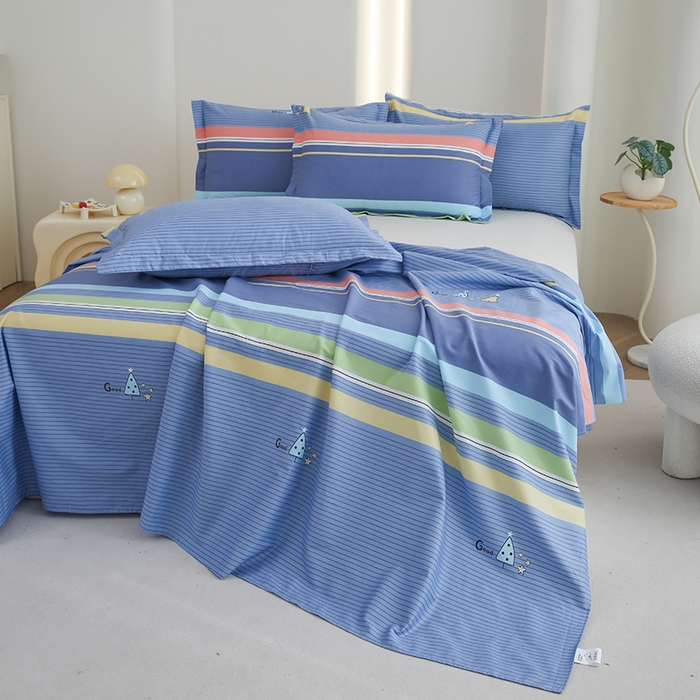 91家纺网 家纺一手货源 找家纺 优家居工厂店 2026新款13360纯棉床单单件印花全棉加厚大学生宿舍三件套 幸运树