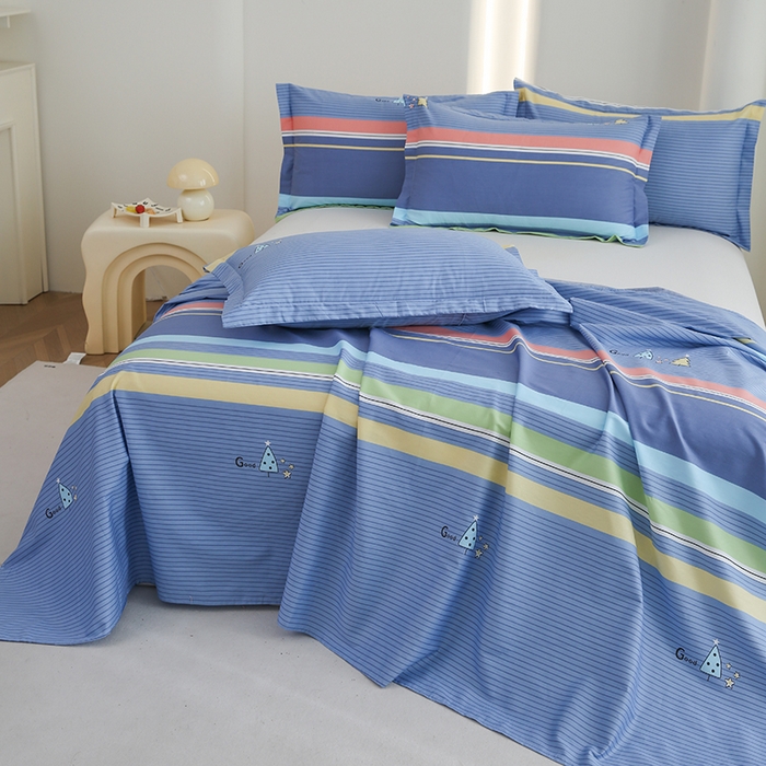 91家纺网 家纺一手货源 找家纺 优家居工厂店 2026新款13360纯棉床单单件印花全棉加厚大学生宿舍三件套 幸运树