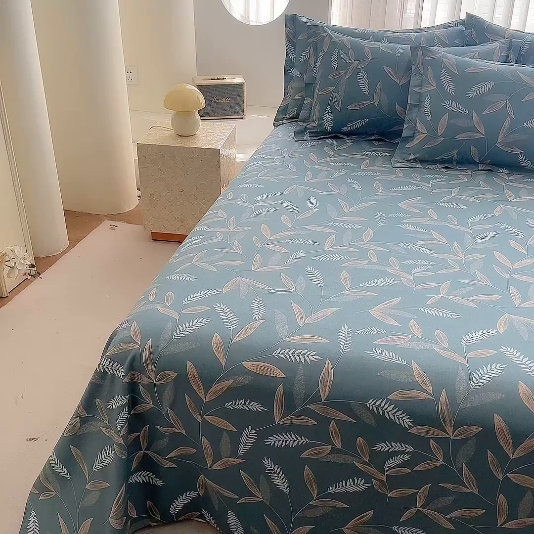 91家纺网 家纺一手货源 找家纺 优家居工厂店 2026新款13360纯棉床单单件印花全棉加厚大学生宿舍三件套 意暖时光