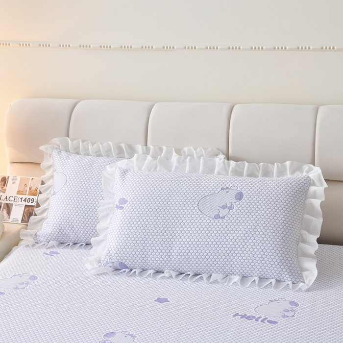 91家纺网 家纺一手货源 找家纺 优家居工厂店 A类2026夏季冰丝席裙款豆豆凉席三件套刺绣花边蕾丝花边床裙可机洗水洗 盛夏-卡皮