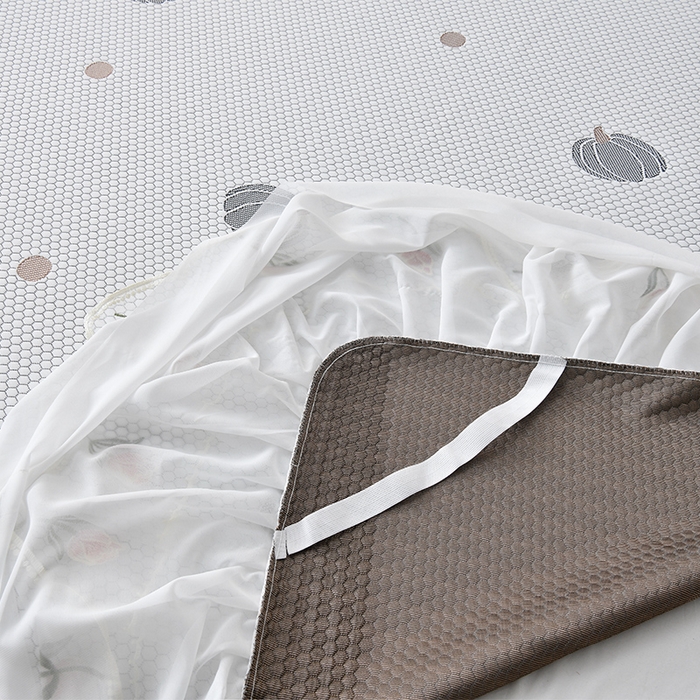 91家纺网 家纺一手货源 找家纺 优家居工厂店 A类2026夏季冰丝席裙款豆豆凉席三件套刺绣花边蕾丝花边床裙可机洗水洗 盛夏-南瓜青