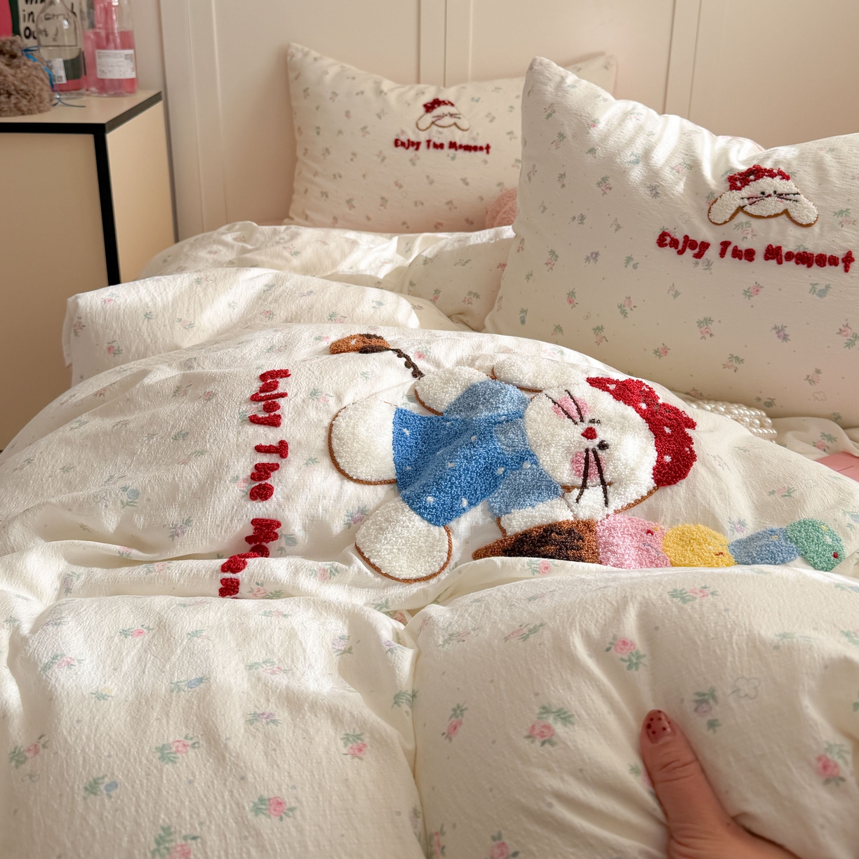 91家纺网 家纺一手货源 找家纺 （总）美乐迪家纺 2026新款云感双层纱毛巾绣四件套（会员-2）