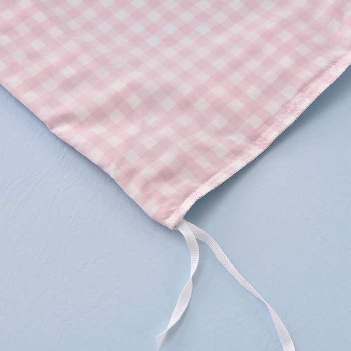 91家纺网 家纺一手货源 找家纺 优家居工厂店 2026新款A类超柔舒适水洗棉韩式花边四件套小清新格子纯色学生三件套 奶油-粉蓝