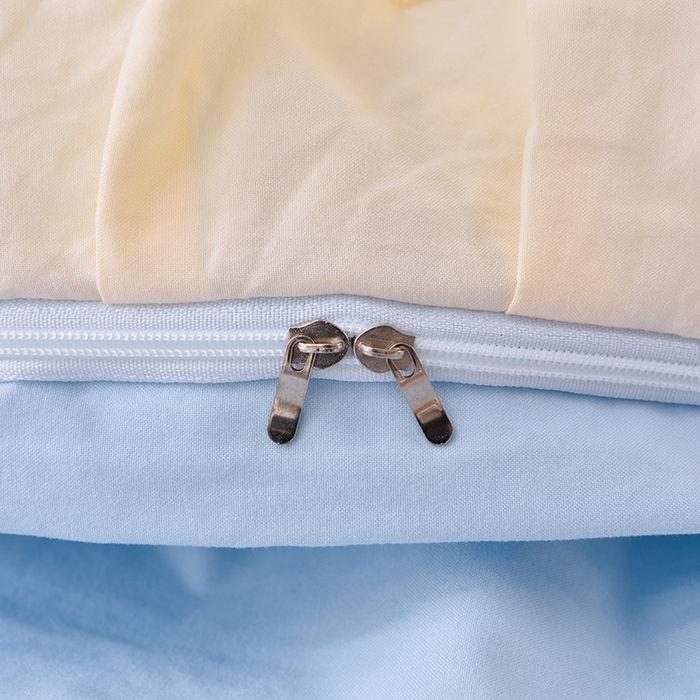 91家纺网 家纺一手货源 找家纺 优家居工厂店 2026新款A类超柔舒适水洗棉韩式花边四件套小清新格子纯色学生三件套 奶油-蓝