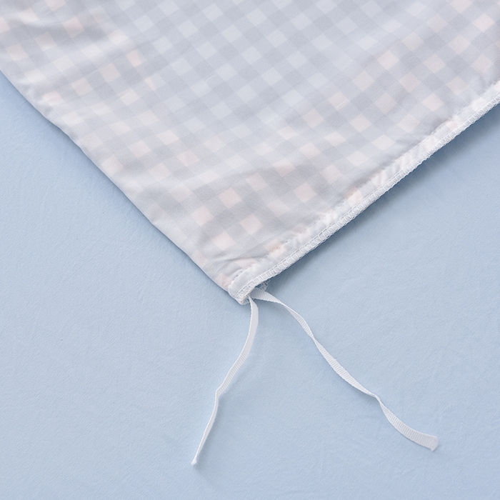 91家纺网 家纺一手货源 找家纺 优家居工厂店 2026新款A类超柔舒适水洗棉韩式花边四件套小清新格子纯色学生三件套 奶油-蓝