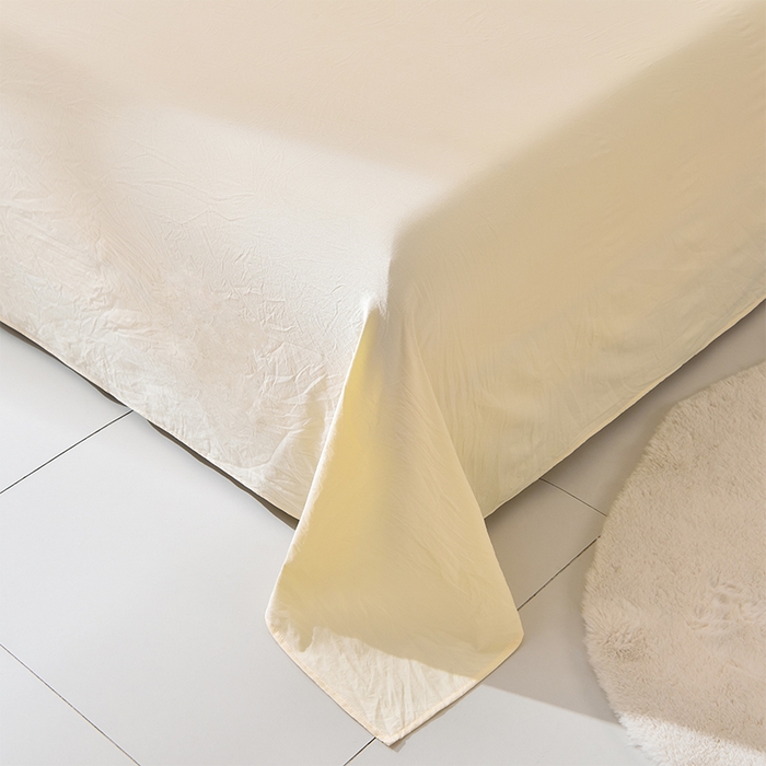 91家纺网 家纺一手货源 找家纺 优家居工厂店 2026新款A类超柔舒适水洗棉韩式花边四件套小清新格子纯色学生三件套 奶油-绿